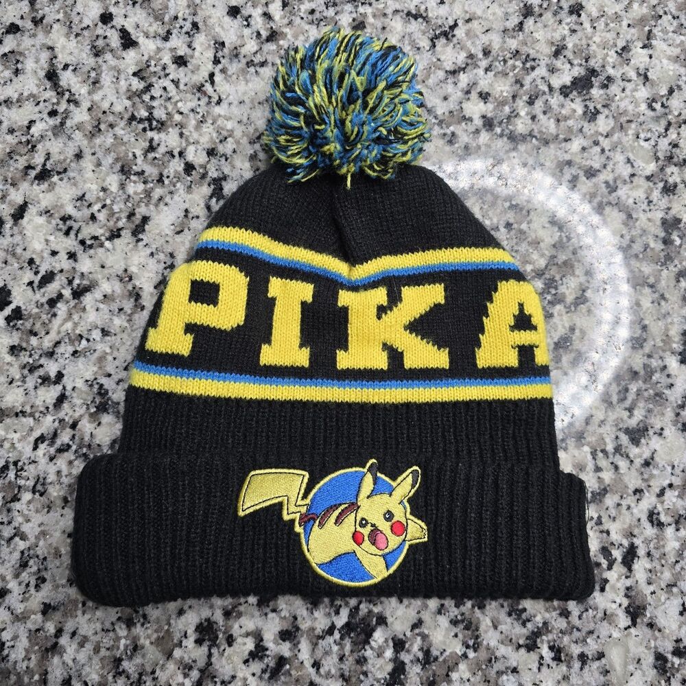 Pokemon Pikachu Adult Pom Ball Beanie Nintendo Hat One Size OFFICIAL MERCHANDISE
